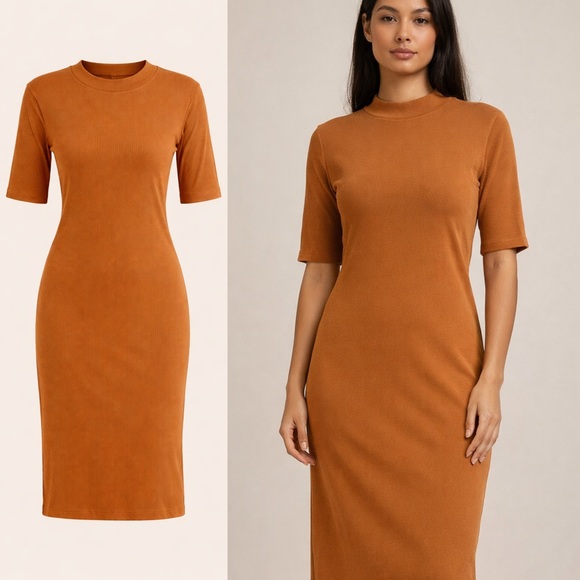 Daily Practice Dresses & Skirts - Anthropologie Daily Practice Ribbed Midi Dress Size Medium Mustard Golden Yellow